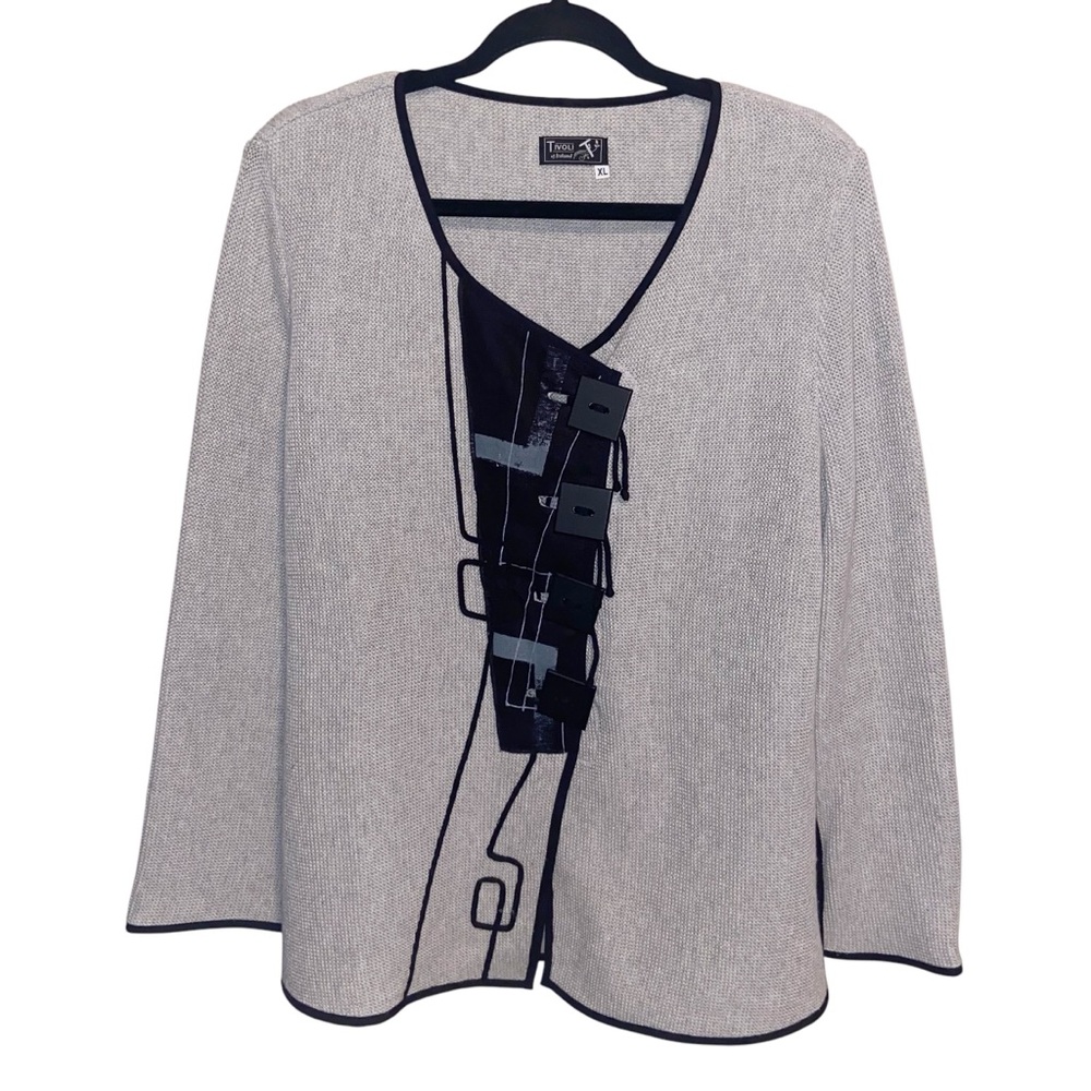 Tivoli of Ireland Top Womens XL Waffle Knit Cardigan Shirt Artsy Lagenlook Boho